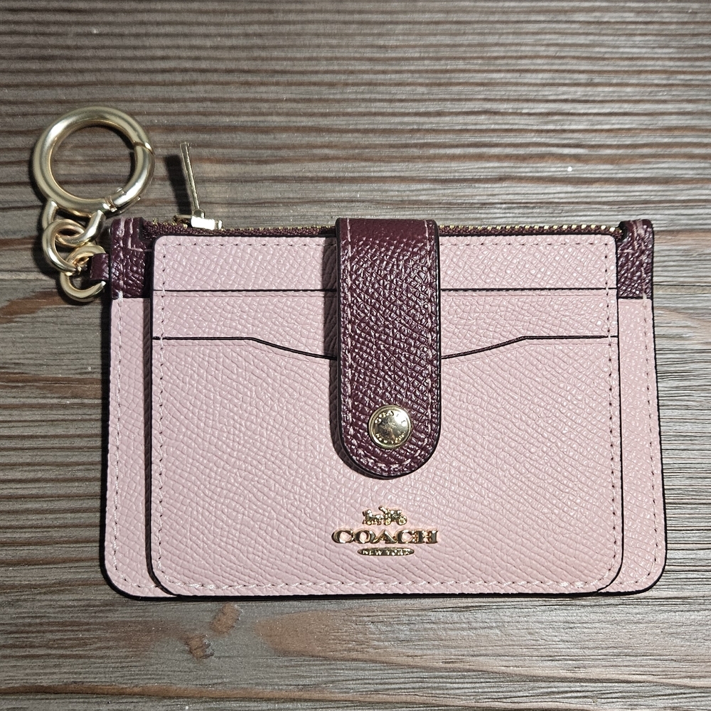 Coach Attachment Pink Burgundy Wine Card Holder Case